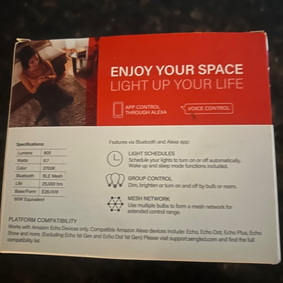 2 Smart Light Bulb Sengled Smarthome Alexa Bluetooth Voice Control Remote Access - Picture 12 of 12